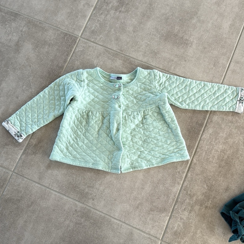 *Gently Worn* Vitamins Baby- Mint Quilted Jacket & Art Class Dk. Green Top - 18M - Picture 3 of 12